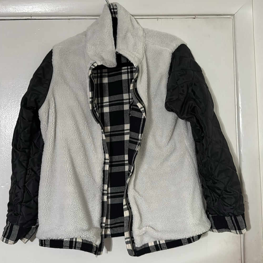 Flannel Hoodie Jacket Fleece Lined Flannel Shirt Plaid Zip Up - Picture 10 of 12